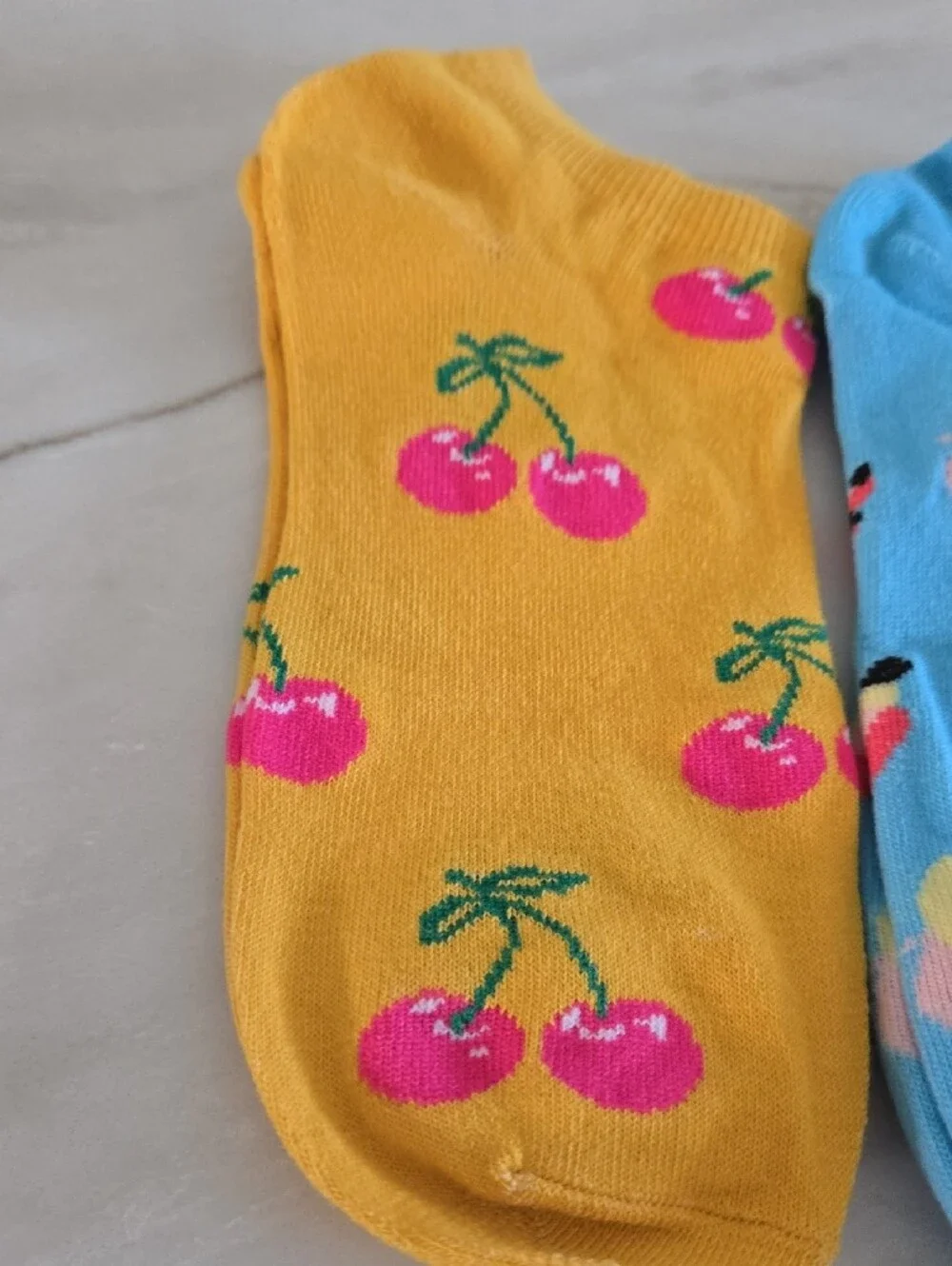 Ladies/Girls Fun Fruit Ankle Socks - Black, Yellow & Blue (3-Pack)